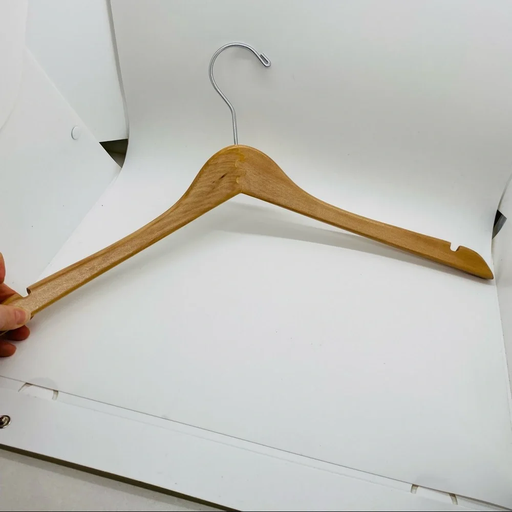 NWT ONE Natural Premium Wooden Hangers Multi-Function Dress, Tees, Shirts